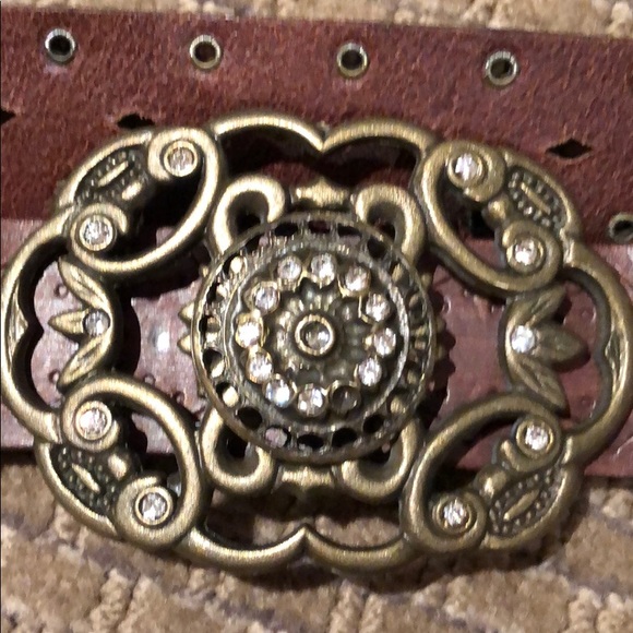 Leather belt with rhinestone buckle - Picture 2 of 6